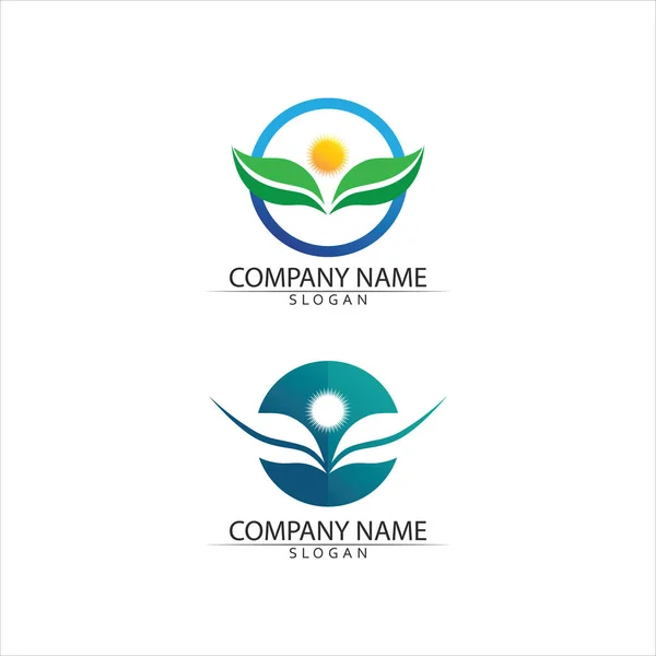 Stromový List Vektor Zelené Logo Design Přátelský Koncept — Stockový vektor