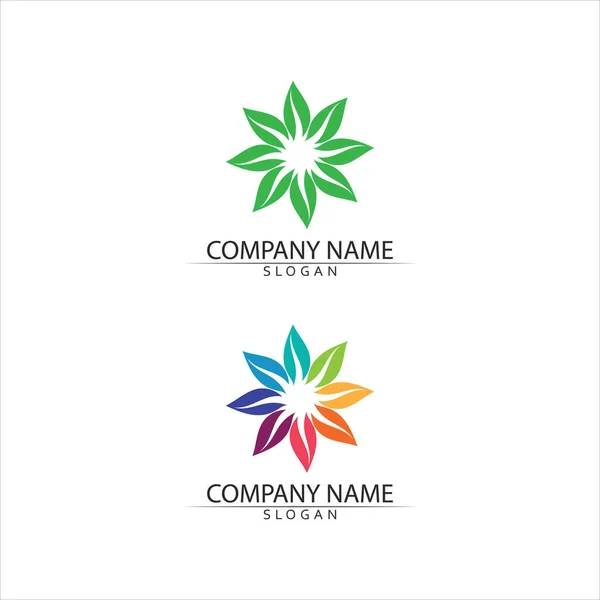 Vetor Folha Árvore Design Logotipo Verde Conceito Amigável —  Vetores de Stock
