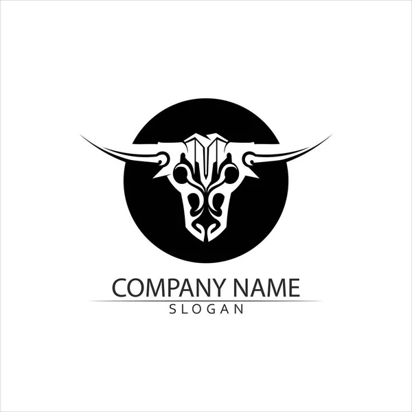 Bull Horn Bizoní Logo Symboly Šablony Ikony App — Stockový vektor
