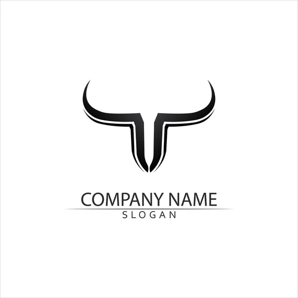 Toro Cuerno Búfalo Logotipo Símbolos Plantilla Iconos Aplicación — Vector de stock