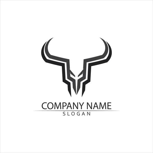 Bull Chifre Búfalo Logotipo Símbolos Modelo Ícones App — Vetor de Stock