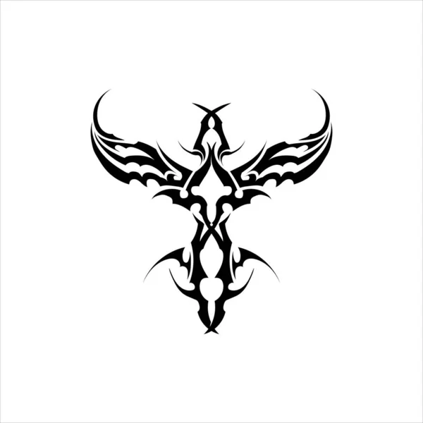 Tribal Clásico Negro Icono Tatuaje Étnico Logotipo Diseño Ilustración — Vector de stock