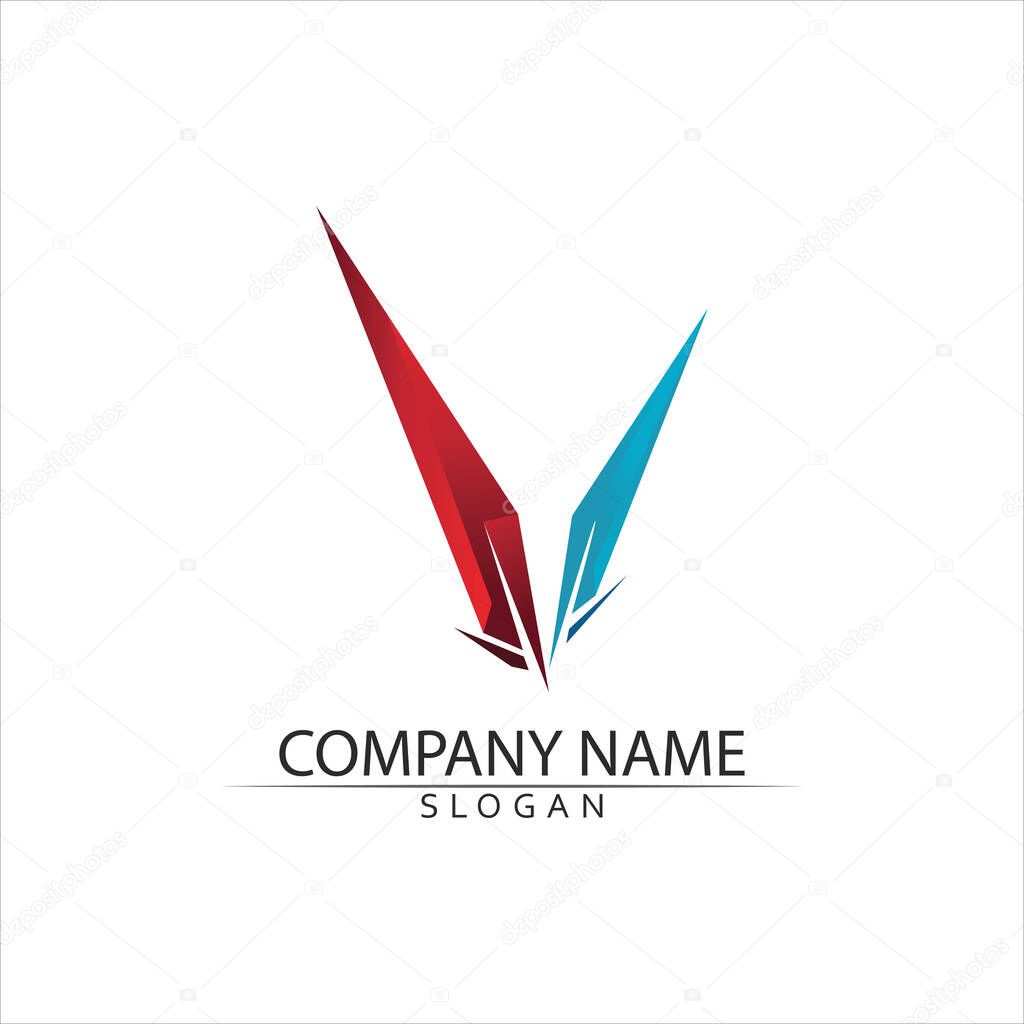 V Letter Logo Template vector icon illustration