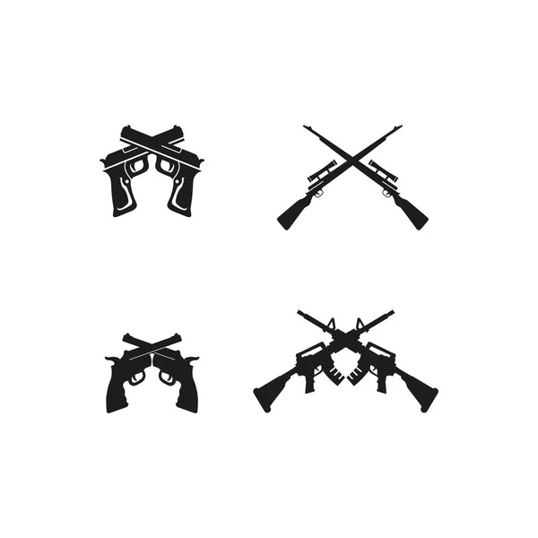 火炮标识和陆军狙击手射击矢量设计图军用射击左轮手枪 — 图库矢量图片
