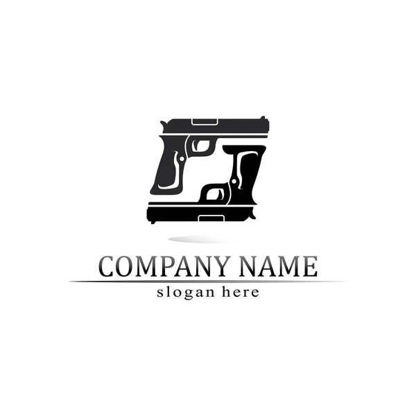 Logo Pistola Soldato Soldato Cecchino Colpo Vettore Design Illustrazione Colpo — Vettoriale Stock