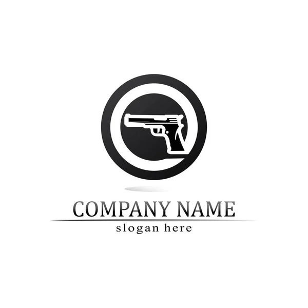 Logo Pistoletu Żołnierz Armii Snajper Strzał Wektor Projekt Ilustracja Wojskowy — Wektor stockowy