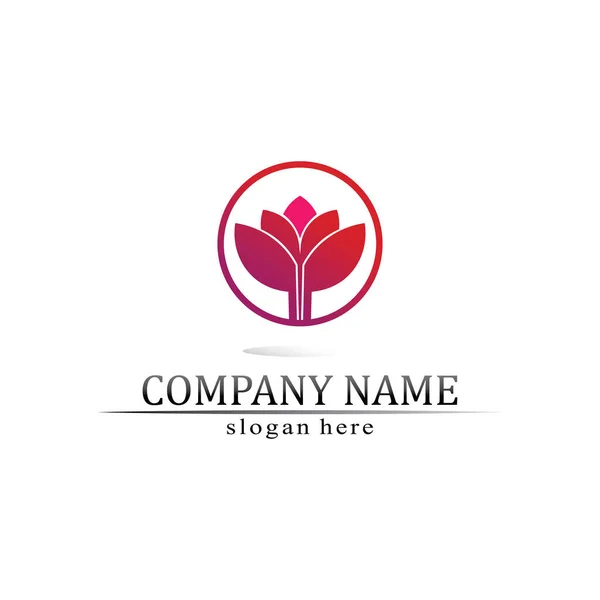 Beauty Vector Lotus Bloemen Ontwerp Logo Template Pictogram — Stockvector