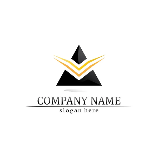 Triangel Pyramid Logotyp Design Och Vektor Symbol Egyptiska Och Logotyp — Stock vektor