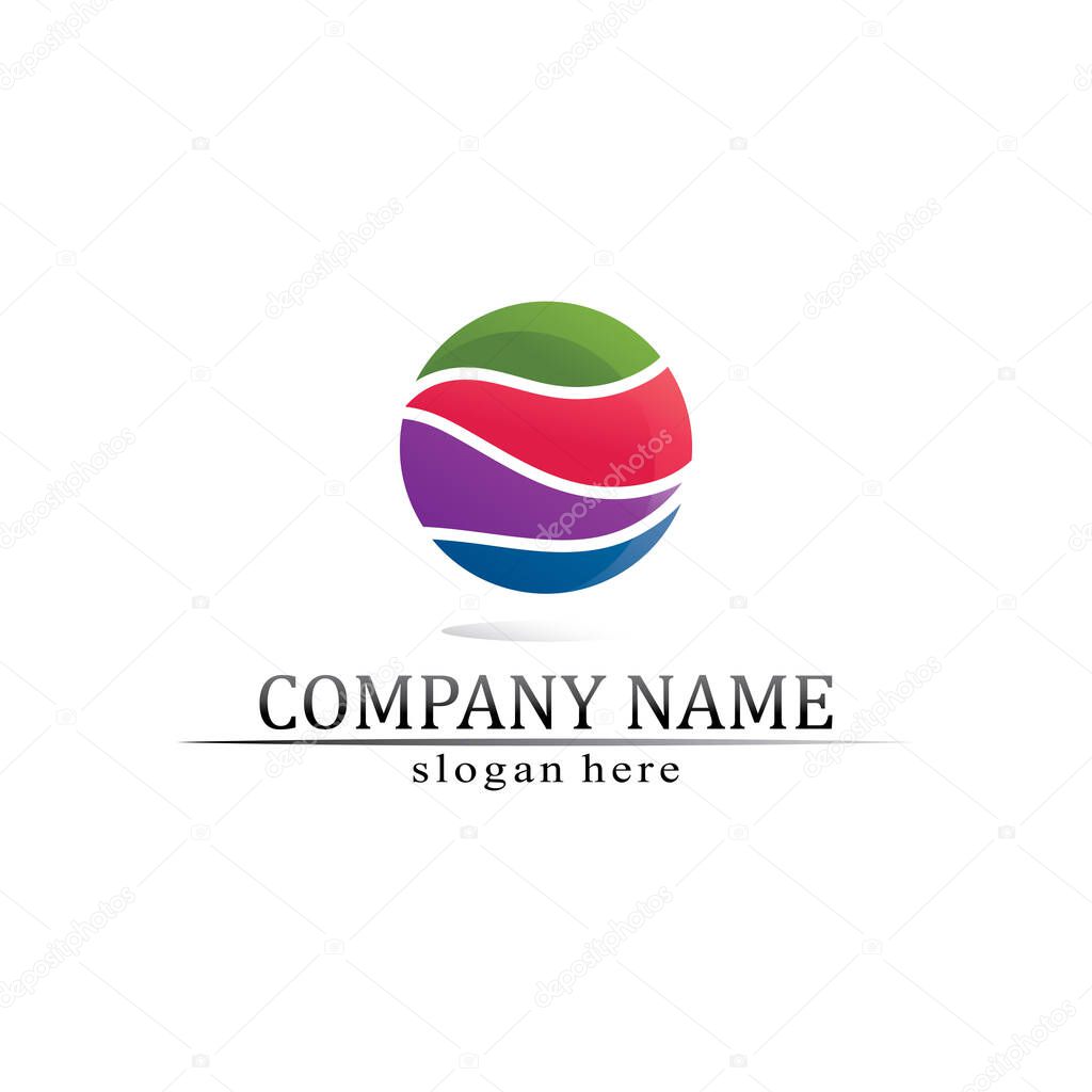 O logo Business Technology circle logo and symbols Vector Design Graphic