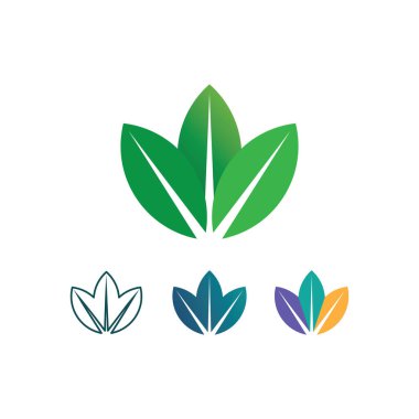 Ağaç yaprağı vektörü ve yeşil logo tasarımı dostane kavram 