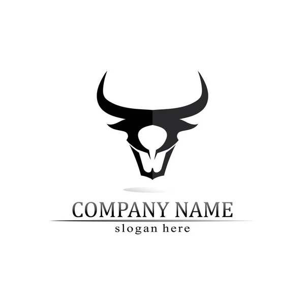 Bull Horn Och Buffel Logotyp Och Symboler Mall Ikoner App — Stock vektor