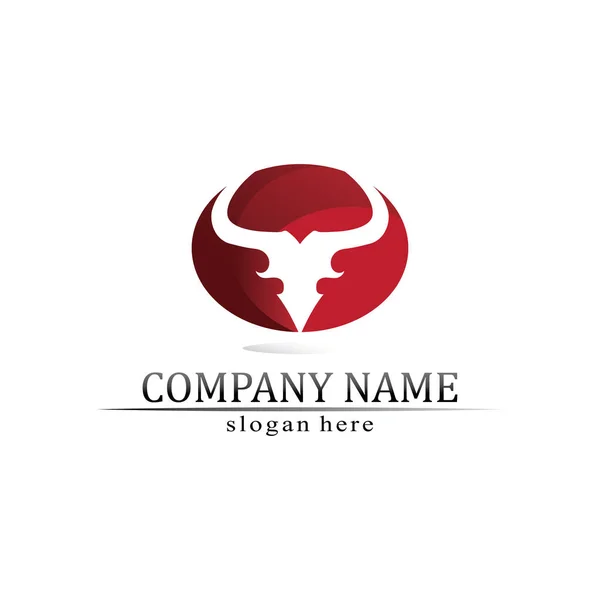 Bull Hoorn Buffel Logo Symbolen Sjabloon Pictogrammen App — Stockvector