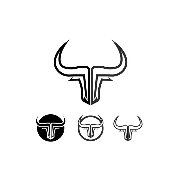 Bull Logotyp Och Djur Logotyp Och Vektor Horn Och Buffel — Stock vektor