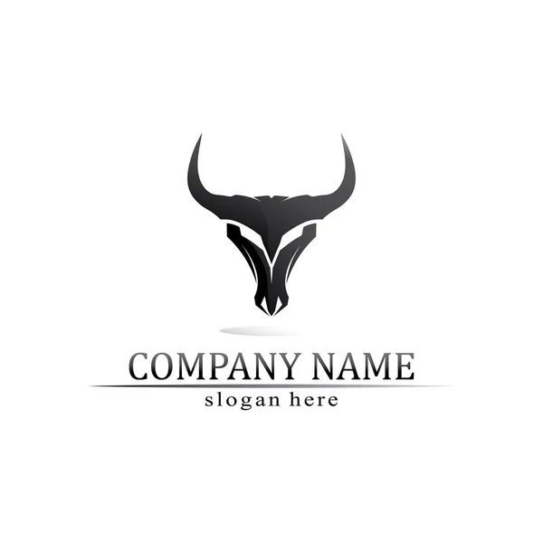 Bull Logo Koe Dier Logo Vector Hoorn Buffel Logo Symbolen — Stockvector