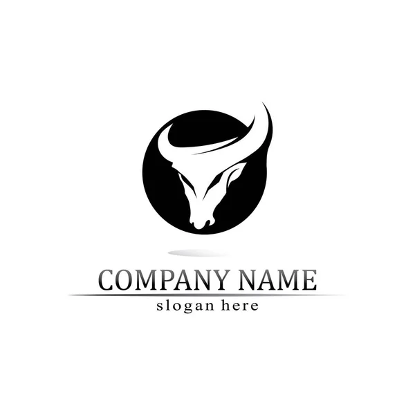 Bull Logo Koe Dier Logo Vector Hoorn Buffel Logo Symbolen — Stockvector