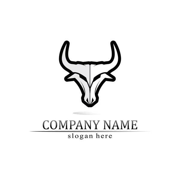 Bull Logo Vache Animal Logo Corne Vectorielle Buffle Logo Symboles — Image vectorielle