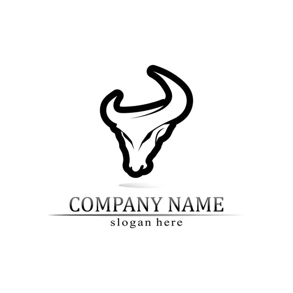 Logotipo Touro Animal Vaca Logotipo Vetor Chifre Búfalo Logotipo Símbolos — Vetor de Stock