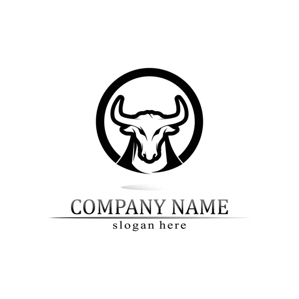 Bull Logo Vache Animal Logo Corne Vectorielle Buffle Logo Symboles — Image vectorielle