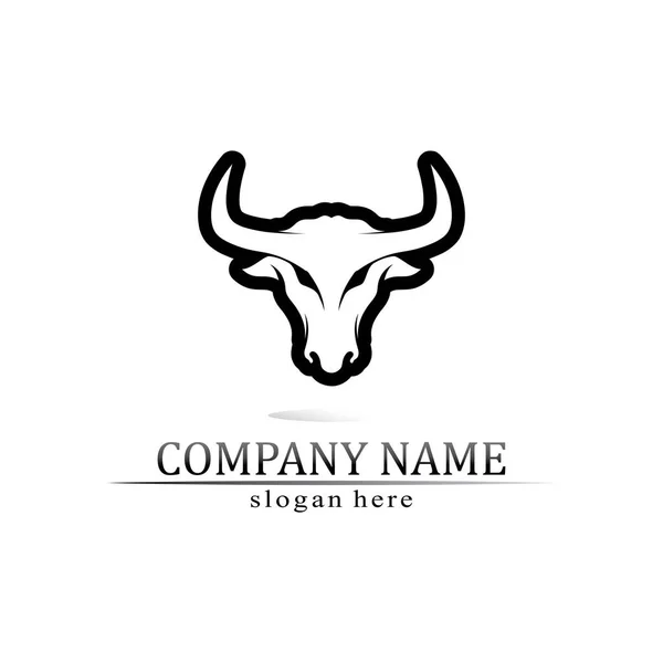 Bull Logo Vache Animal Logo Corne Vectorielle Buffle Logo Symboles — Image vectorielle