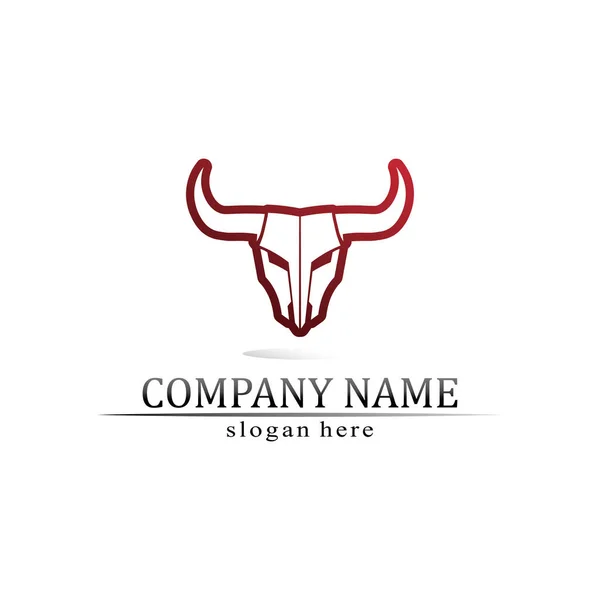 Bull Logo Koe Dier Logo Vector Hoorn Buffel Logo Symbolen — Stockvector