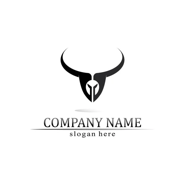 Bull Logo Koe Dier Logo Vector Hoorn Buffel Logo Symbolen — Stockvector