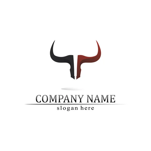 Bull Logo Koe Dier Logo Vector Hoorn Buffel Logo Symbolen — Stockvector