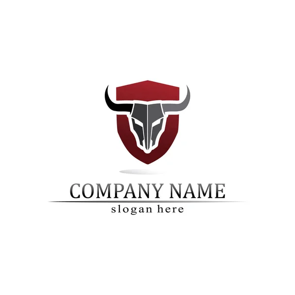 Boğa logosu ve inek hayvanı, logo ve vektör boynuzu ve bufalo logosu ve semboller şablon uygulaması