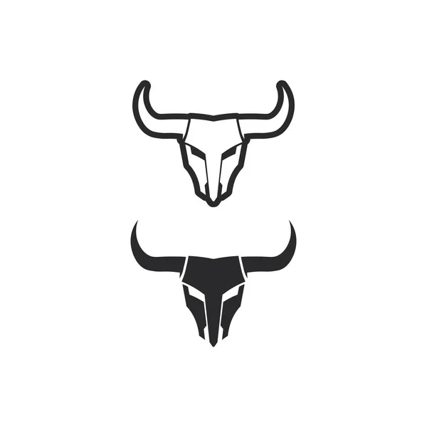 Bull Logotyp Och Djur Logotyp Och Vektor Horn Och Buffel — Stock vektor