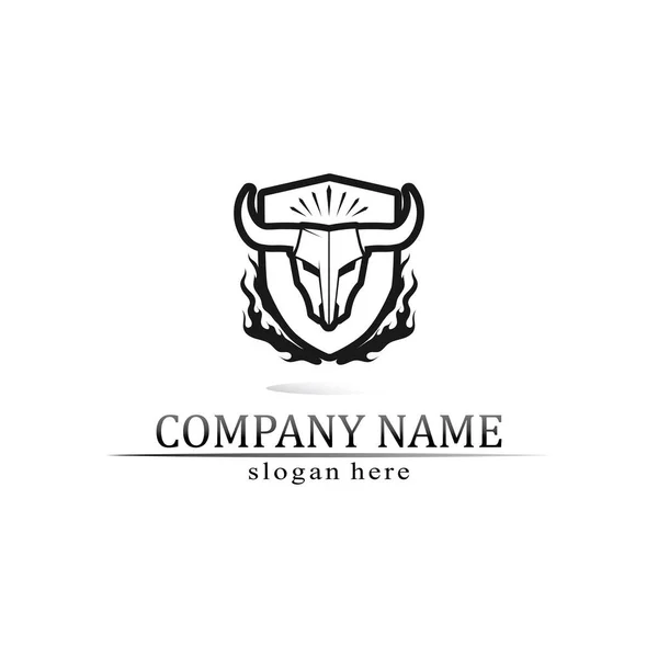 Bull Logo Cow Animal Logo Vector Horn Buffalo Logo Symbols — Stock Vector