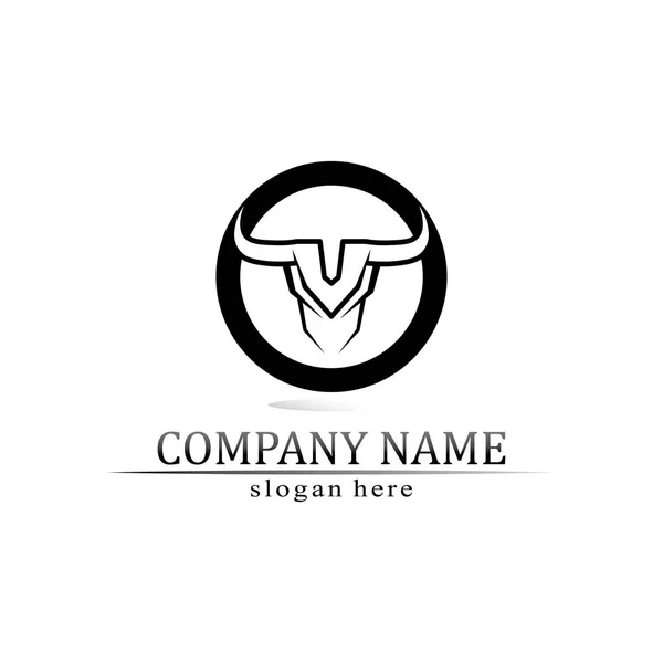 Bull Logo Cow Animal Logo Vector Horn Buffalo Logo Symbols — Stock Vector