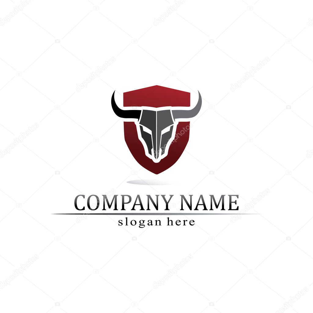 Bull logo and cow animal, logo and vector horn and buffalo logo and symbols template icons app
