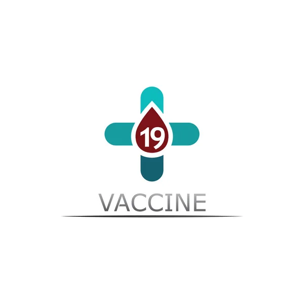 Vaccin Logo Medical Vector Antibiotic Vaccination Virus Vaccine Design Illustration — Vector de stock