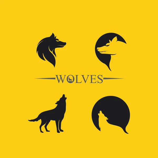 Loups Logo Renard Tête Loup Animal Vetor Logo Conception Sauvage — Image vectorielle