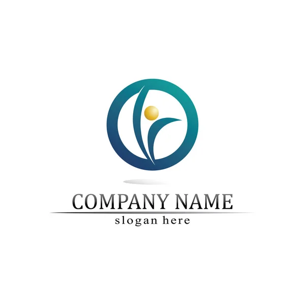 Logotipo Gente Equipo Trabajo Personas Éxito Grupo Comunidad Empresa Del — Vector de stock