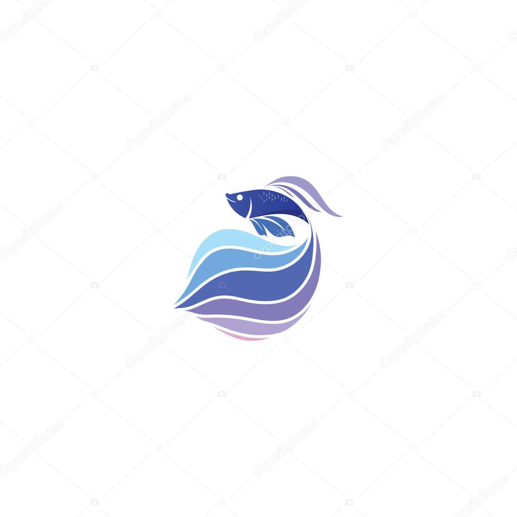 Fish animal aquatic logo beta fish design vector and illustration
