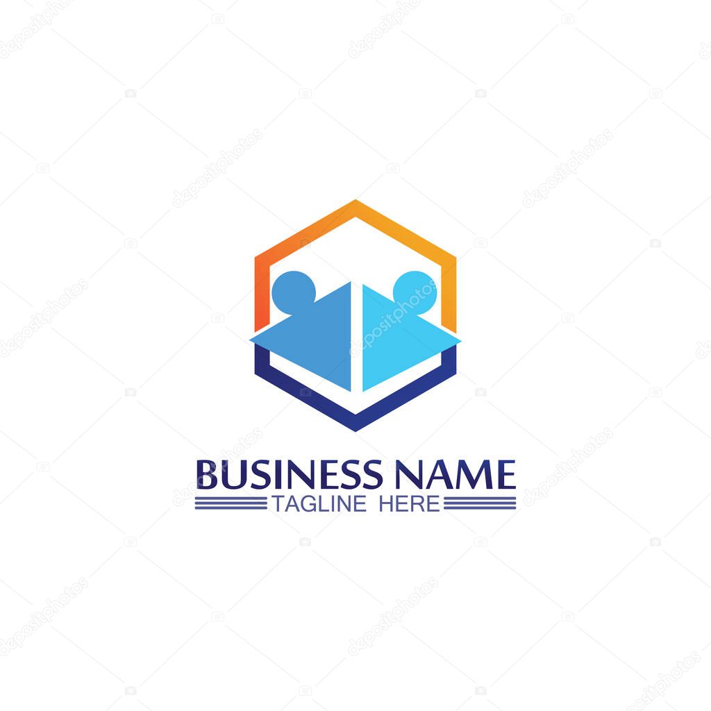 Community logo people work team and business vector logo and design group family
