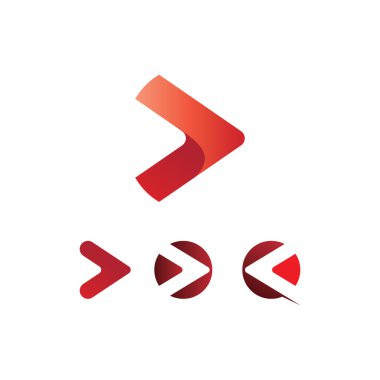Ok vektör illüstrasyon simgesi Logo Şablon tasarımı ortam, oyun, müzik, hızlı logo ve iş dünyası