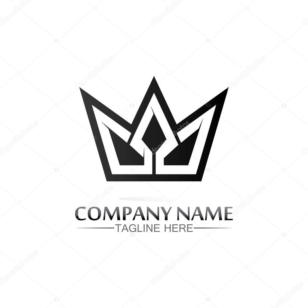 Crown Logo king logo queen logo, princess, Template vector icon illustration design imperial, royal, and  succes logo business