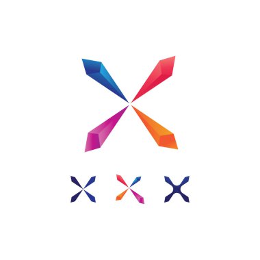 X logosu ve X harfi vektörü, Logo şablonu, Illustration Design vektör grafik alfabesi ilk işareti, marka 