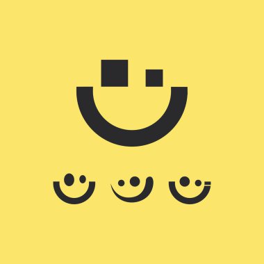 gülümse, gülümse, logo vektör tasarımı mutlu emoticon iş, komik tasarım ve vektör emoji mutluluğu 