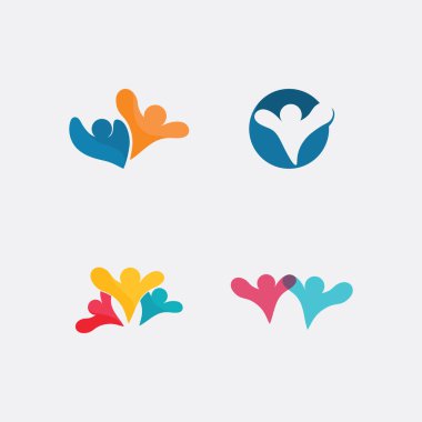 Topluluk logosu insanları çalışma ekibi ve iş vektör logosu ve tasarım grubu ailesi