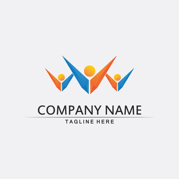 Logotipo Comunitário Pessoas Equipe Trabalho Logotipo Vetor Negócios Grupo Design —  Vetores de Stock