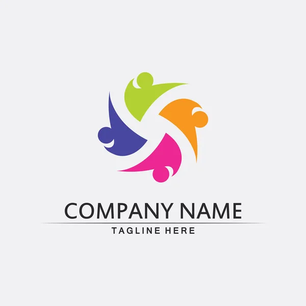 Logo Communautaire Personnes Équipe Travail Entreprise Vecteur Logo Groupe Design — Image vectorielle