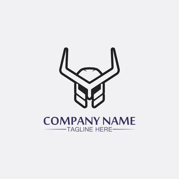 Spartaanse Helm Gladiator Logo Template Vector Icon Design Hoofd Icoon — Stockvector