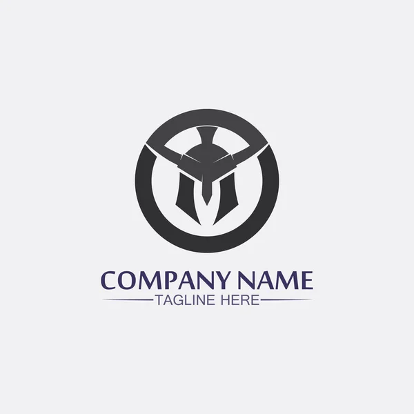 Spartaanse Helm Gladiator Logo Template Vector Icon Design Hoofd Icoon — Stockvector