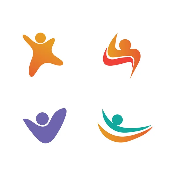 Menschen Kümmern Sich Erfolg Gesundheit Leben Logo Vorlage Symbole Und — Stockvektor