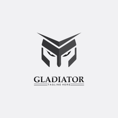Sparta Miğfer logosu ve gladyatörü, güç, vintage, kılıç, güvenlik, efsanevi logo ve asker klasiği
