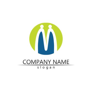 M Harfi Logo Şablonu vektör çizimi tasarımı