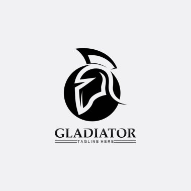 Sparta miğferi, gladyatör logosu vektör ikonu tasarımı, savaşçıların baş simgesi, asker 