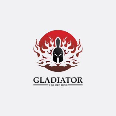 Sparta miğferi, gladyatör logosu vektör ikonu tasarımı, savaşçıların baş simgesi, asker 